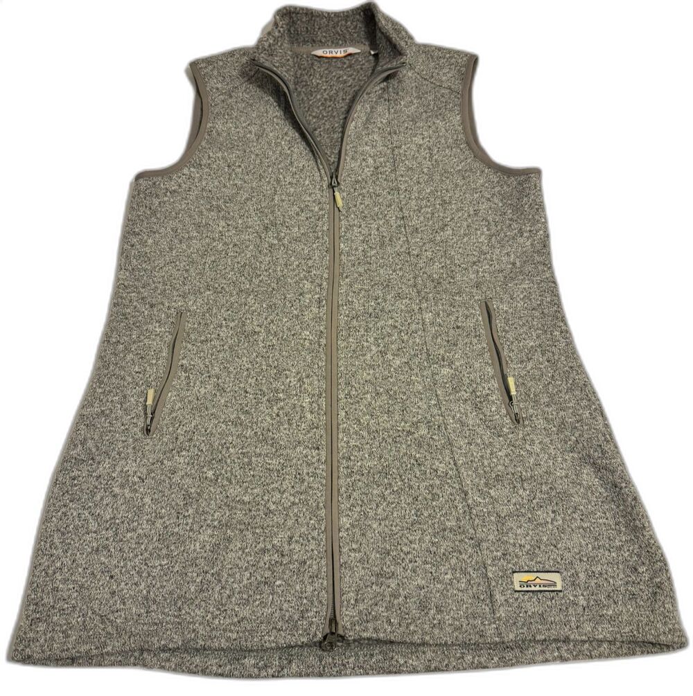 Orvis Womens Heather Gray Full Zip Sweater Fleece Vest Size Medium